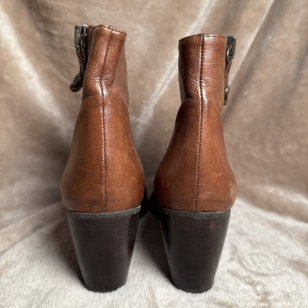 Stuart Weitzman Ankle Boots Women 6M Brown Leather Block Heel Classic Designer - Picture 4 of 8